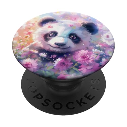 Niedlicher Pandabär, der sich in Wildblumen versteckt PopSockets Klebender PopGrip Niedlicher Pandabär, der sich in Wildblumen versteckt PopSockets Klebender PopGrip von Cute Funny Animals