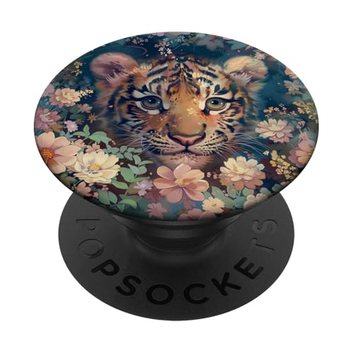 Niedlicher Tiger, der sich in Wildblumen versteckt PopSockets Klebender PopGrip Niedlicher Tiger, der sich in Wildblumen versteckt PopSockets Klebender PopGrip von Cute Funny Animals
