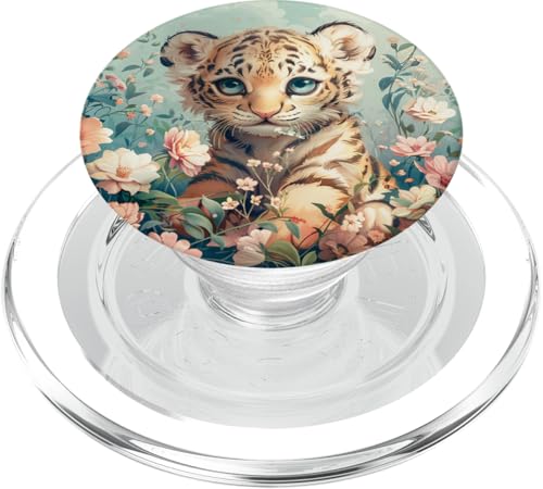 Niedlicher Tiger, der sich in Wildblumen versteckt PopSockets PopGrip für MagSafe Niedlicher Tiger, der sich in Wildblumen versteckt PopSockets PopGrip für MagSafe von Cute Funny Animals
