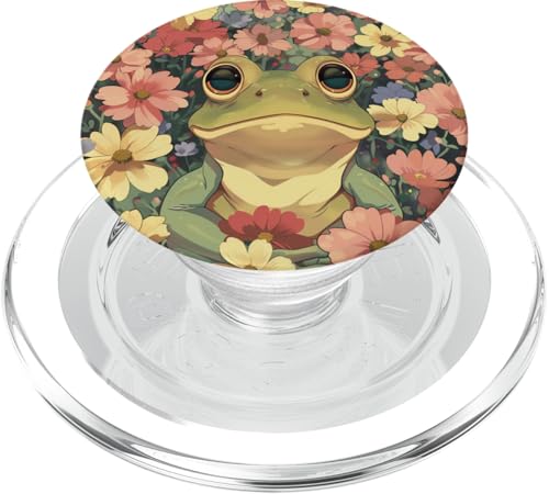 Niedlicher lustiger Frosch, der sich in Wildblumen versteckt PopSockets PopGrip für MagSafe von Cute Funny Animals