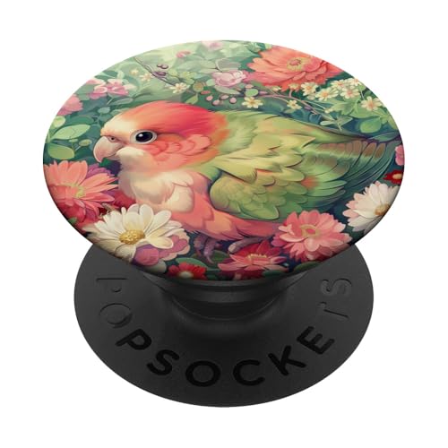 Süßer Baby-Papagei, der sich in Wildblumen versteckt PopSockets Klebender PopGrip Süßer Baby-Papagei, der sich in Wildblumen versteckt PopSockets Klebender PopGrip von Cute Funny Animals