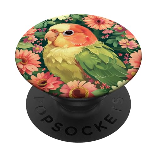 Süßer Baby-Papagei, der sich in Wildblumen versteckt PopSockets Klebender PopGrip Süßer Baby-Papagei, der sich in Wildblumen versteckt PopSockets Klebender PopGrip von Cute Funny Animals