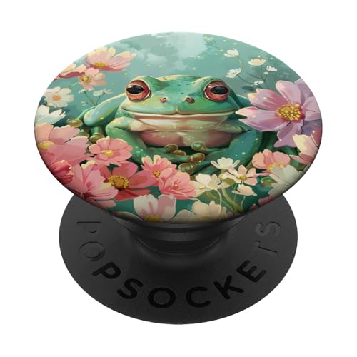 Süßer Frosch, der sich in Wildblumen versteckt PopSockets Klebender PopGrip Süßer Frosch, der sich in Wildblumen versteckt PopSockets Klebender PopGrip von Cute Funny Animals