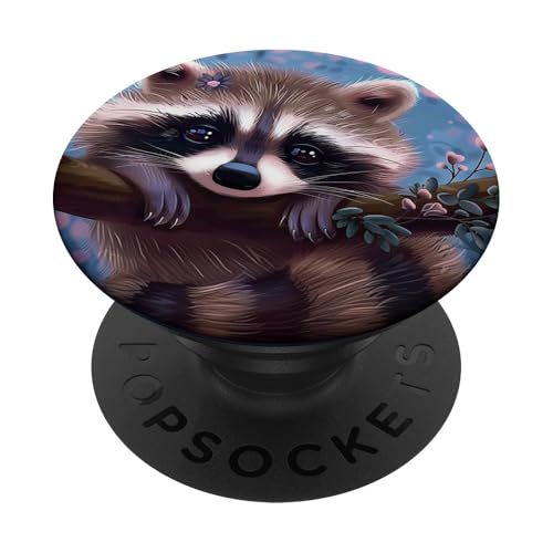 Süßer Waschbär Sternenhimmel PopSockets Klebender PopGrip Süßer Waschbär Sternenhimmel PopSockets Klebender PopGrip von Cute Funny Animals