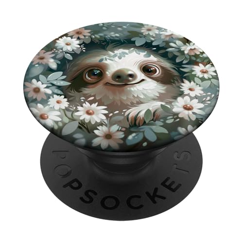 Süßes Faultier versteckt sich in Wildblumen PopSockets Klebender PopGrip Süßes Faultier versteckt sich in Wildblumen PopSockets Klebender PopGrip von Cute Funny Animals