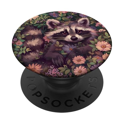 Waschbär Frühlingsblumen Cottagecore Blumengarten PopSockets Klebender PopGrip Waschbär Frühlingsblumen Cottagecore Blumengarten PopSockets Klebender PopGrip von Cute Funny Animals