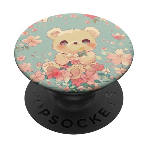 Wildblumen süßer Bär PopSockets Klebender PopGrip von Cute Funny Animals
