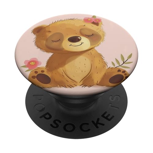Wildblumen süßer Bär PopSockets Klebender PopGrip von Cute Funny Animals