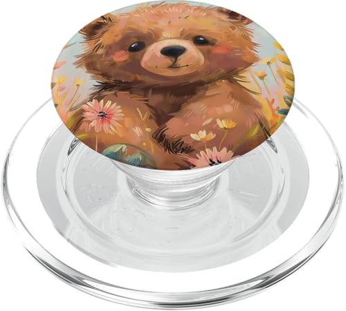 Wildblumen süßer Bär PopSockets PopGrip für MagSafe von Cute Funny Animals
