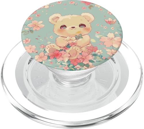 Wildblumen süßer Bär PopSockets PopGrip für MagSafe von Cute Funny Animals