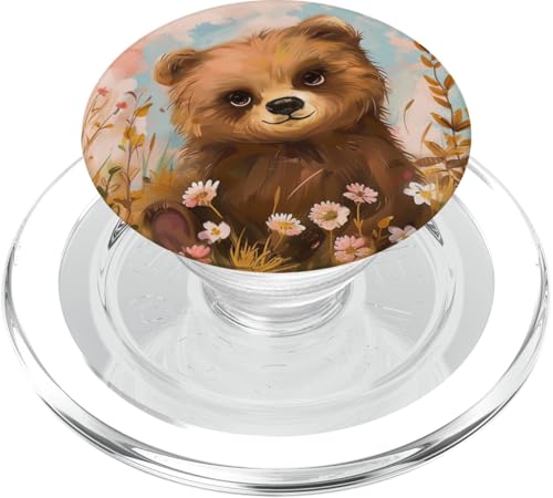 Wildblumen süßer Bär PopSockets PopGrip für MagSafe von Cute Funny Animals