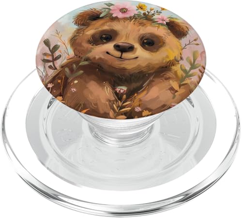 Wildblumen süßer Bär PopSockets PopGrip für MagSafe von Cute Funny Animals