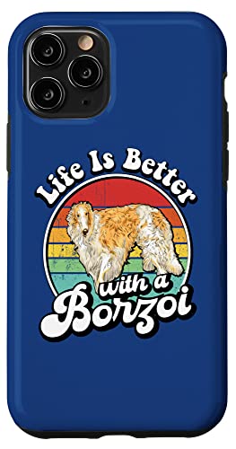 Funny Retro Vintage Life Is Better Russian Borzoi Dog Lover Hülle für iPhone 11 Pro von Cute Long Nose Borzoi Gift Shirts & Hoodies