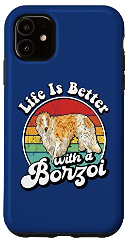 Funny Retro Vintage Life Is Better Russian Borzoi Dog Lover Hülle für iPhone 11 von Cute Long Nose Borzoi Gift Shirts & Hoodies
