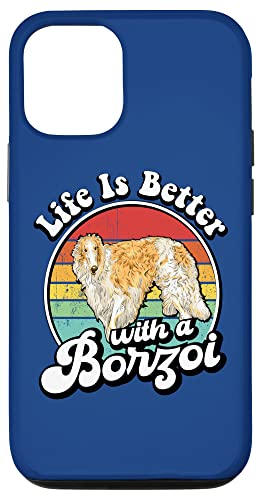 Funny Retro Vintage Life Is Better Russian Borzoi Dog Lover Hülle für iPhone 12/12 Pro von Cute Long Nose Borzoi Gift Shirts & Hoodies