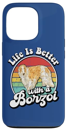 Funny Retro Vintage Life Is Better Russian Borzoi Dog Lover Hülle für iPhone 13 Pro von Cute Long Nose Borzoi Gift Shirts & Hoodies