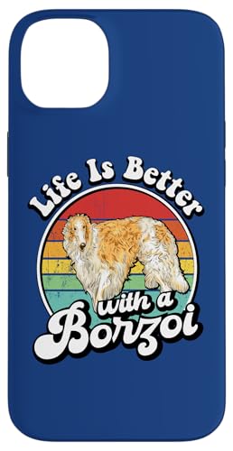 Funny Retro Vintage Life Is Better Russian Borzoi Dog Lover Hülle für iPhone 14 Plus von Cute Long Nose Borzoi Gift Shirts & Hoodies