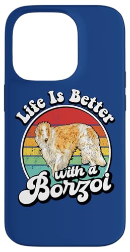Funny Retro Vintage Life Is Better Russian Borzoi Dog Lover Hülle für iPhone 14 Pro von Cute Long Nose Borzoi Gift Shirts & Hoodies