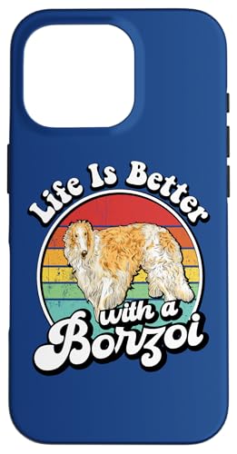 Funny Retro Vintage Life Is Better Russian Borzoi Dog Lover Hülle für iPhone 16 Pro von Cute Long Nose Borzoi Gift Shirts & Hoodies
