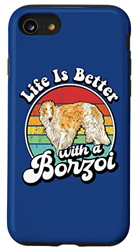 Funny Retro Vintage Life Is Better Russian Borzoi Dog Lover Hülle für iPhone SE (2020) / 7 / 8 von Cute Long Nose Borzoi Gift Shirts & Hoodies