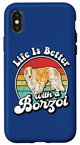 Funny Retro Vintage Life Is Better Russian Borzoi Dog Lover Hülle für iPhone X/XS von Cute Long Nose Borzoi Gift Shirts & Hoodies