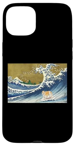 Funny Retro Vintage Surfing A Wave Russian Borzoi Dog Lover Hülle für iPhone 15 Plus von Cute Long Nose Borzoi Gift Shirts & Hoodies