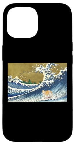Funny Retro Vintage Surfing A Wave Russian Borzoi Dog Lover Hülle für iPhone 15 von Cute Long Nose Borzoi Gift Shirts & Hoodies