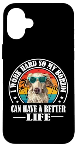 Funny Retro Vintage Work Hard Russian Borzoi Dog Lover Hülle für iPhone 16 Plus von Cute Long Nose Borzoi Gift Shirts & Hoodies