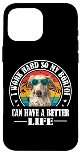 Funny Retro Vintage Work Hard Russian Borzoi Dog Lover Hülle für iPhone 16 Pro Max von Cute Long Nose Borzoi Gift Shirts & Hoodies