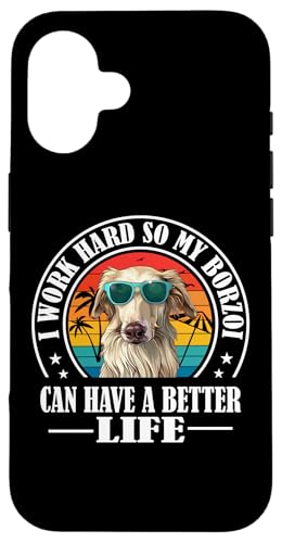Funny Retro Vintage Work Hard Russian Borzoi Dog Lover Hülle für iPhone 16 von Cute Long Nose Borzoi Gift Shirts & Hoodies