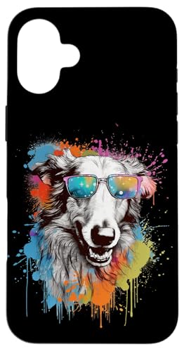 Sunglasses Watercolor Paint Splash Russian Borzoi Dog Lover Hülle für iPhone 16 Plus von Cute Long Nose Borzoi Gift Shirts & Hoodies