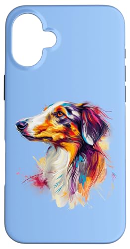 Womens Colorful Watercolor Art Russian Borzoi Dog Lover Hülle für iPhone 16 Plus von Cute Long Nose Borzoi Gift Shirts & Hoodies