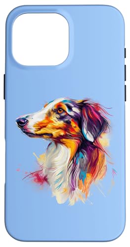 Womens Colorful Watercolor Art Russian Borzoi Dog Lover Hülle für iPhone 16 Pro Max von Cute Long Nose Borzoi Gift Shirts & Hoodies