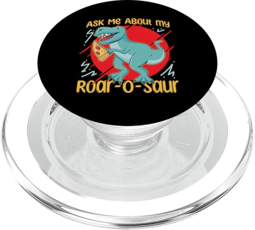 Fragen Sie mich nach meinem Roar-O-Saur T-Rex mit Pizza PopSockets PopGrip für MagSafe von Cute Matching Dinosaur Family Outfits