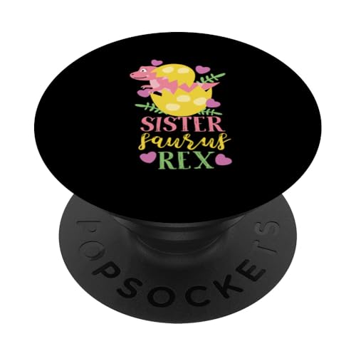 Sister Saurus Rex Dinosaurier Kinder PopSockets Klebender PopGrip von Cute Matching Dinosaur Family Outfits