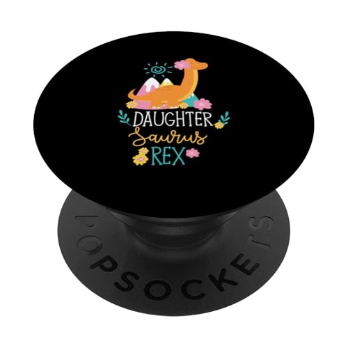 Tochter Saurus Rex Lustige Dinosaurier Kinder Mädchen PopSockets Klebender PopGrip von Cute Matching Dinosaur Family Outfits