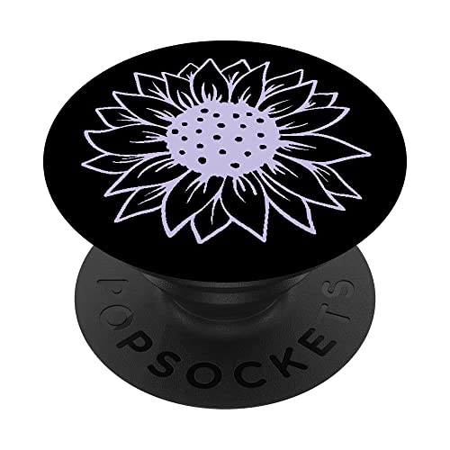 Blume, Blume, schwarze Sonnenblume, Lavendel PopSockets mit austauschbarem PopGrip von Cute Minimalist Floral Sunflower Flower Design