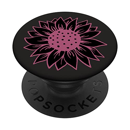 Blume, Blume, schwarze Sonnenblume, Pflaume, Beere PopSockets mit austauschbarem PopGrip von Cute Minimalist Floral Sunflower Flower Design