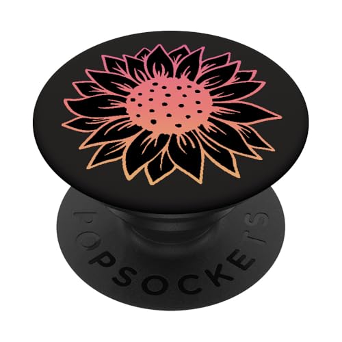 Blumenblume, schwarze Sonnenblume, Koralle, Rosa, Sonnenuntergang, Ombré PopSockets Klebender PopGrip Blumenblume, schwarze Sonnenblume, Koralle, Rosa, Sonnenuntergang, Ombré PopSockets Klebender PopGrip von Cute Minimalist Floral Sunflower Flower Design