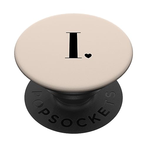 Beige/Vanille süßer Buchstabe I Initiale Herz Monogramm PopSockets mit austauschbarem PopGrip von Cute Monogram Letter Design