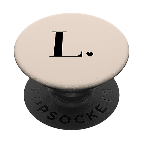 Beige/Vanille süßer Buchstabe L Initiale Herz Monogramm PopSockets mit austauschbarem PopGrip von Cute Monogram Letter Design