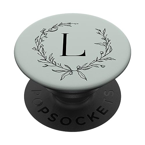 Großbuchstabe L in Pastellgrün Monogramm mit Initiale L PopSockets mit austauschbarem PopGrip von Cute Monogram Letter Design