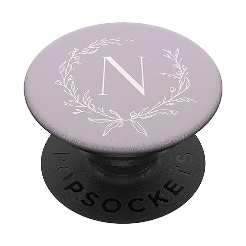 Lavendel Lila Großbuchstabe N Monogramm Initiale N PopSockets mit austauschbarem PopGrip von Cute Monogram Letter Design