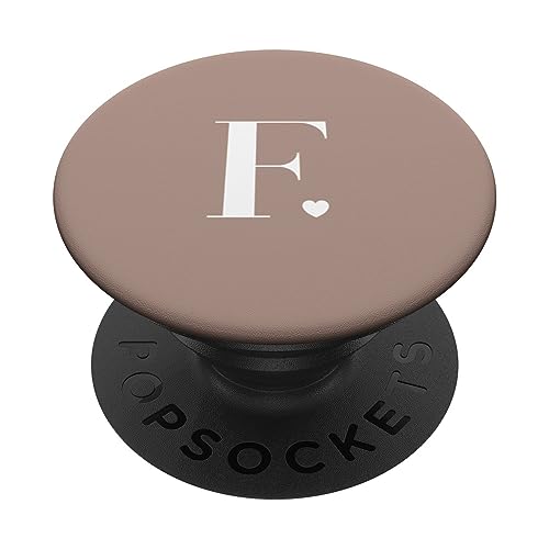 Monogramm Buchstabe F, Mokka-Braun PopSockets Klebender PopGrip von Cute Monogram Letter Design