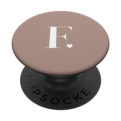 Mocca Brown Cute Letter F Initiale Herz Monogramm PopSockets mit austauschbarem PopGrip von Cute Monogram Letter Design