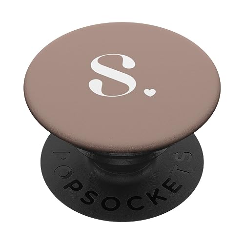 Mocca Brown Cute Letter S Initiale Herz Monogramm PopSockets mit austauschbarem PopGrip von Cute Monogram Letter Design