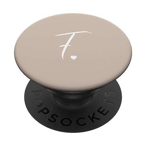 Monogramm Buchstabe F, Monogramm, Sand/Beige/Hellbraun PopSockets mit austauschbarem PopGrip von Cute Monogram Letter Design