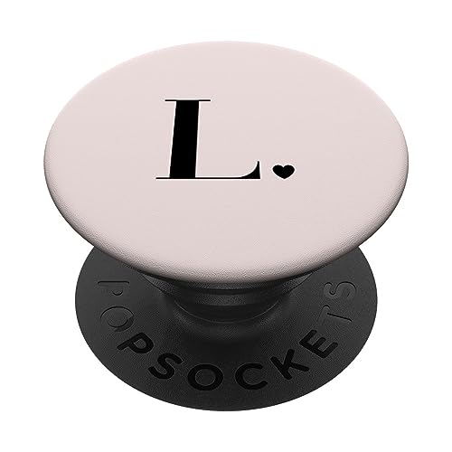 Monogramm mit süßem Buchstaben L, Herzform, Blassrosa PopSockets mit austauschbarem PopGrip von Cute Monogram Letter Design