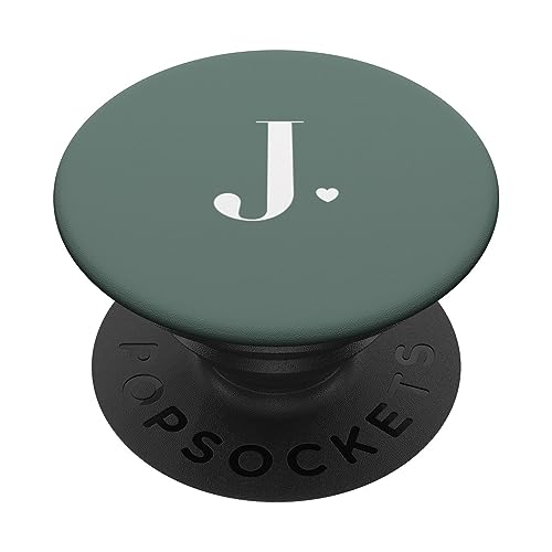 Salbeigrün süßer Buchstabe J Initiale Herz Monogramm PopSockets mit austauschbarem PopGrip von Cute Monogram Letter Design