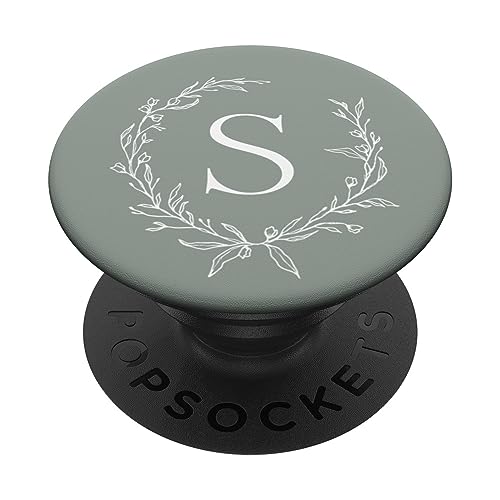 Vintage Grün Großbuchstabe S Monogramm Initiale S PopSockets mit austauschbarem PopGrip von Cute Monogram Letter Design